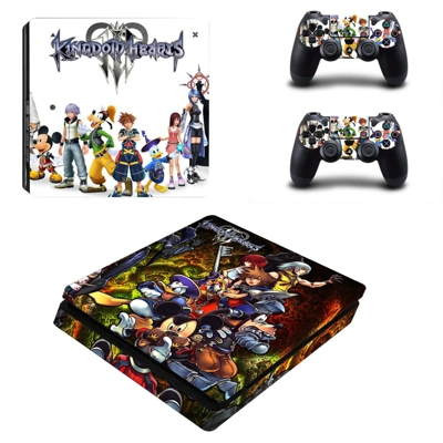 Kingdom Hearts 3 decal skin for PS4 Slim Console and two controllers