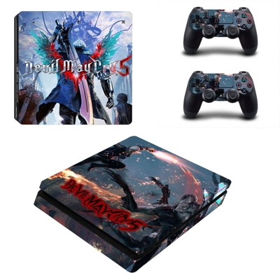 Devil May Cry 5 decal skin for PS4 Slim Console and two controllers