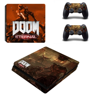 Doom Eternal decal skin for PS4 Slim Console and two contr.. Doom Eternal decal skin for PS4 Slim Console and two contr..