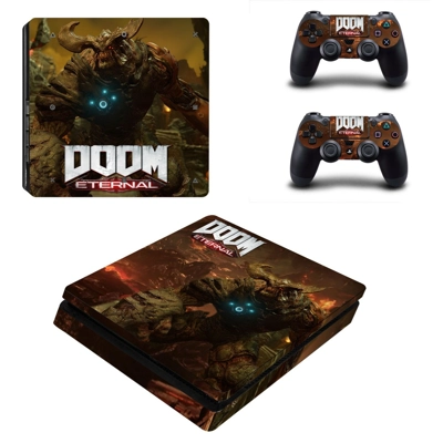 Doom Eternal decal skin for PS4 Slim Console and two contr.. Doom Eternal decal skin for PS4 Slim Console and two contr..