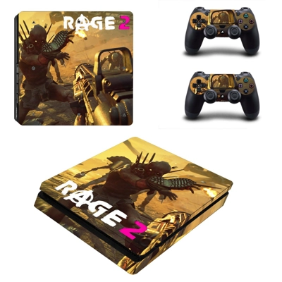 Rage 2 decal skin for PS4 Slim Console and two controllers