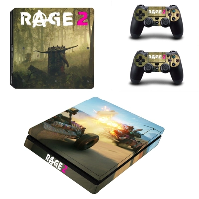 Rage 2 decal skin for PS4 Slim Console and two controllers Rage 2 decal skin for PS4 Slim Console and two controllers