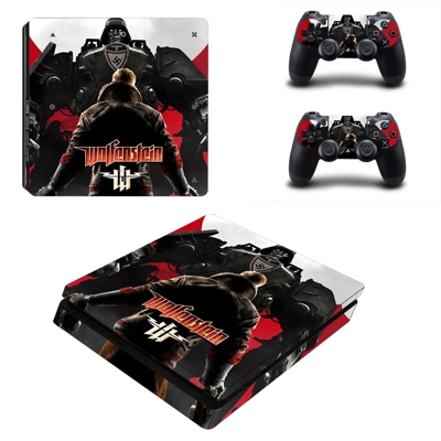 Wolfenstein decal skin for PS4 Slim Console and two contro.. Wolfenstein decal skin for PS4 Slim Console and two contro..