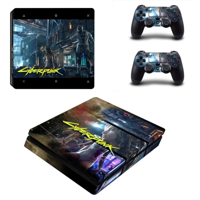 Cyberpunk 2077 decal skin for PS4 Slim Console and two con.. Cyberpunk 2077 decal skin for PS4 Slim Console and two con..