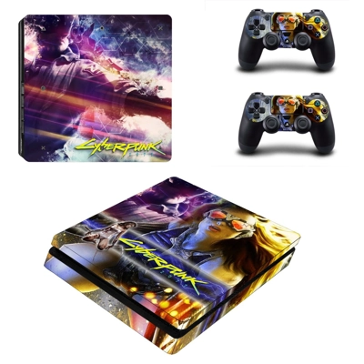 Cyberpunk 2077 decal skin for PS4 Slim Console and two controllers
