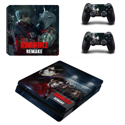 Resident Evil 2 remake decal skin for PS4 Slim Console and two controllers