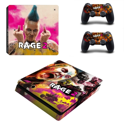 Rage 2 decal skin for PS4 Slim Console and two controllers