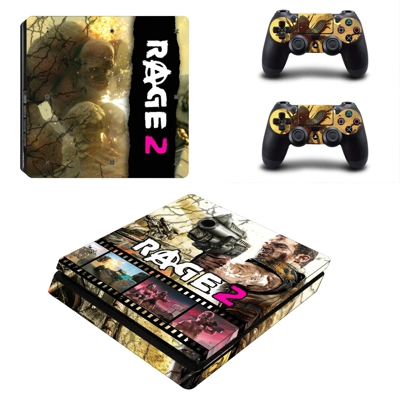 Rage 2 decal skin for PS4 Slim Console and two controllers