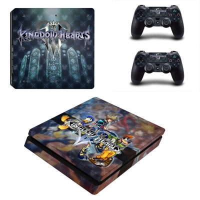 Kingdom Hearts 3 decal skin for PS4 Slim Console and two c.. Kingdom Hearts 3 decal skin for PS4 Slim Console and two c..