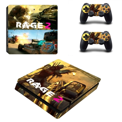 Rage 2 decal skin for PS4 Slim Console and two controllers Rage 2 decal skin for PS4 Slim Console and two controllers