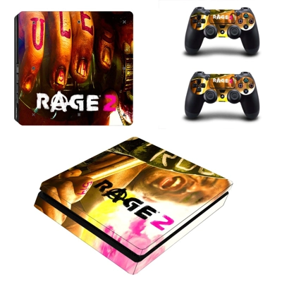 Rage 2 decal skin for PS4 Slim Console and two controllers