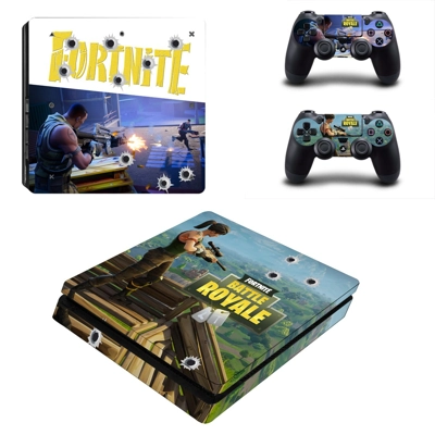 Fortnite battle royale decal skin for PS4 Slim Console and two controllers