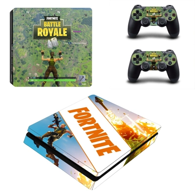Fortnite battle royale decal skin for PS4 Slim Console and two controllers