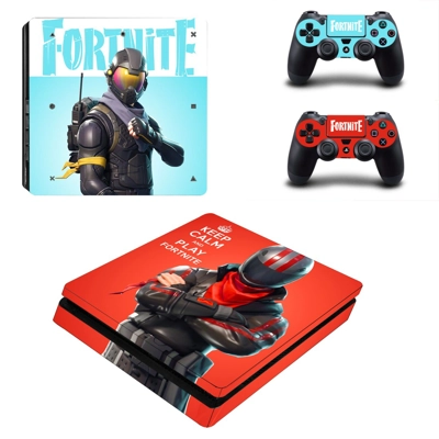 Fortnite decal skin for PS4 Slim Console and two controllers