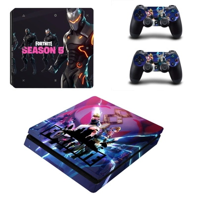 Fortnite decal skin for PS4 Slim Console and two controllers