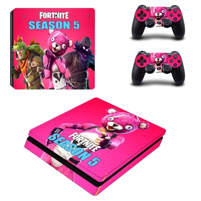 Fortnite decal skin for PS4 Slim Console and two controllers