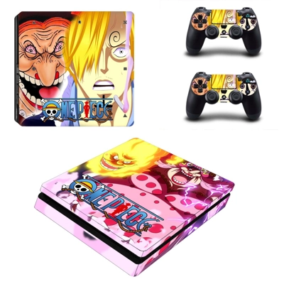 Onepiece decal skin for PS4 Slim Console and two controllers Onepiece decal skin for PS4 Slim Console and two controllers