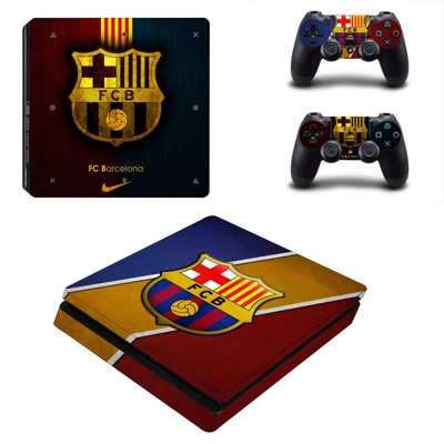 FC Barcelona decal skin for PS4 Slim Console and two contr..