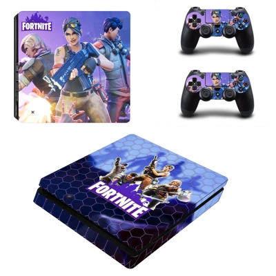 Fortnite decal skin for PS4 Slim Console and two controllers