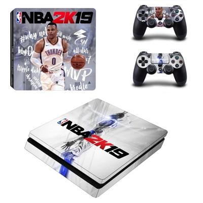 NBA 2K19 decal skin for PS4 Slim Console and two controllers