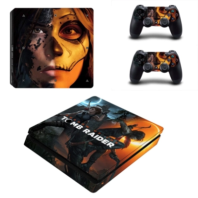 Tomb Raider decal skin for PS4 Slim Console and two contro.. Tomb Raider decal skin for PS4 Slim Console and two contro..