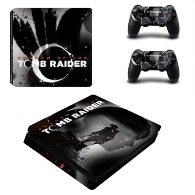 Tomb Raider decal skin for PS4 Slim Console and two contro.. Tomb Raider decal skin for PS4 Slim Console and two contro..