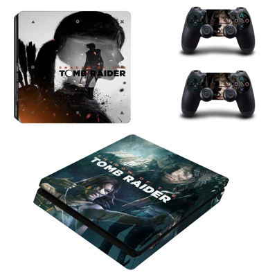 Tomb Raider decal skin for PS4 Slim Console and two controllers
