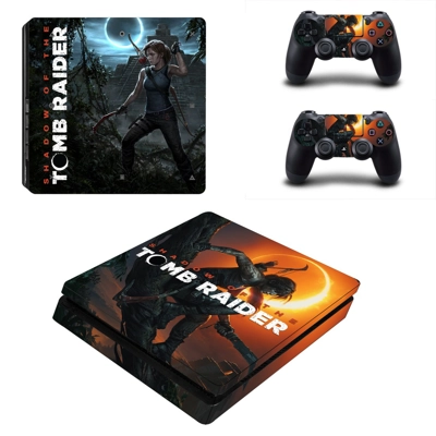 Tomb Raider decal skin for PS4 Slim Console and two controllers
