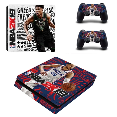 NBA 2K19 decal skin for PS4 Slim Console and two controllers NBA 2K19 decal skin for PS4 Slim Console and two controllers
