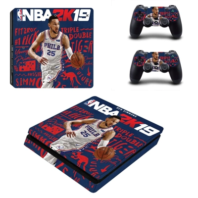 NBA 2K19 decal skin for PS4 Slim Console and two controllers NBA 2K19 decal skin for PS4 Slim Console and two controllers