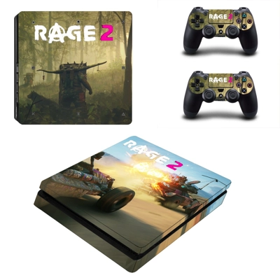 Rage 2 decal skin for PS4 Slim Console and two controllers Rage 2 decal skin for PS4 Slim Console and two controllers