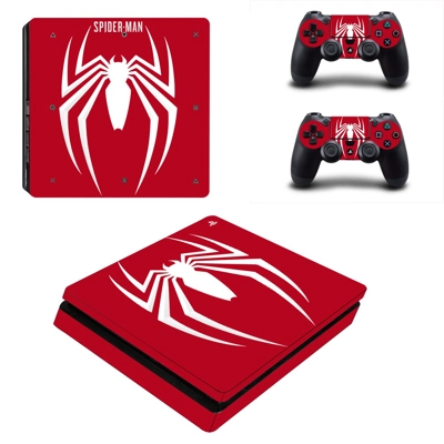 Spider Man decal skin for PS4 Slim Console and two control.. Spider Man decal skin for PS4 Slim Console and two control..