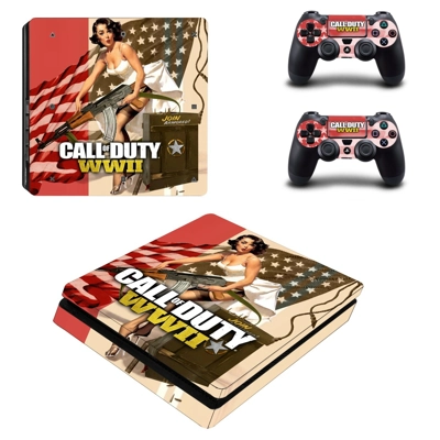Call of duty black ops ww2 decal skin for PS4 Slim Console and two controllers