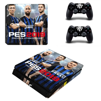 PES 2019 decal skin for PS4 Slim Console and two controllers PES 2019 decal skin for PS4 Slim Console and two controllers