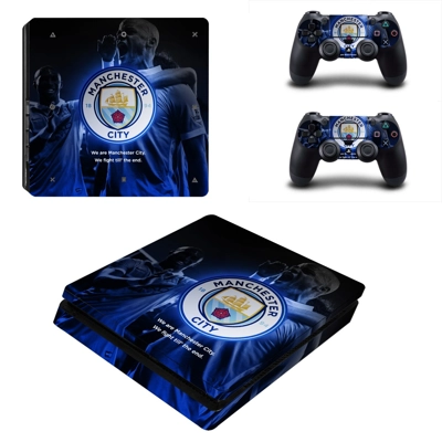 Manchester City decal skin for PS4 Slim Console and two controllers
