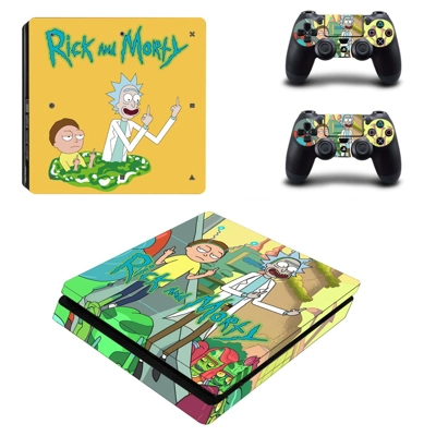 Rick and Morty decal skin for PS4 Slim Console and two con.. Rick and Morty decal skin for PS4 Slim Console and two con..