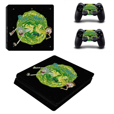 Rick and Morty decal skin for PS4 Slim Console and two con.. Rick and Morty decal skin for PS4 Slim Console and two con..
