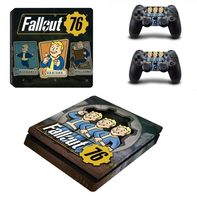 Fallout 76 decal skin for PS4 Slim Console and two controllers