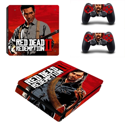 Red Dead Redemption 2 decal skin for PS4 Slim Console and two controllers