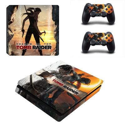 Shadow of the tomb raider decal skin for PS4 Slim Console and two controllers