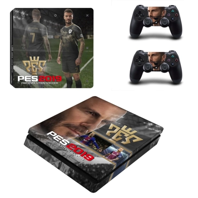 PES 2019 decal skin for PS4 Slim Console and two controllers