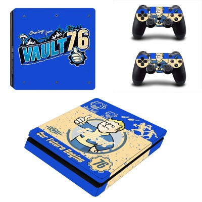 Fallout 76 decal skin for PS4 Slim Console and two control.. Fallout 76 decal skin for PS4 Slim Console and two control..