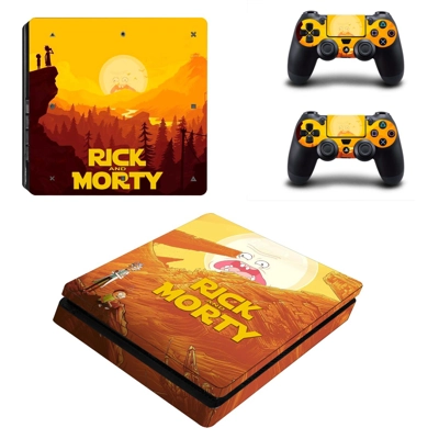 Rick and Morty decal skin for PS4 Slim Console and two con.. Rick and Morty decal skin for PS4 Slim Console and two con..