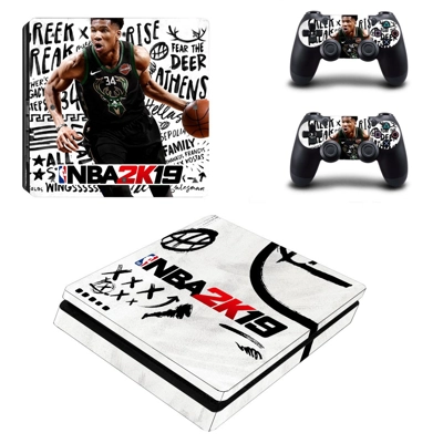 NBA 2K19 decal skin for PS4 Slim Console and two controllers
