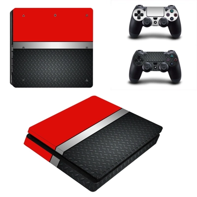 Metal floor decal skin for PS4 Slim Console and two controllers