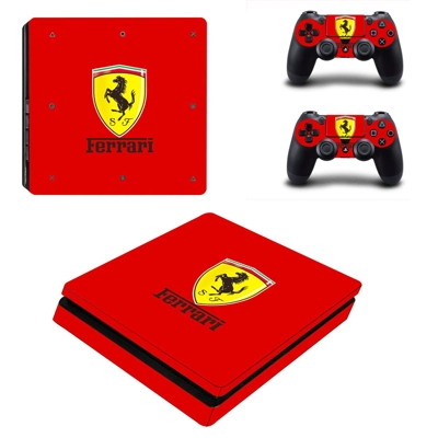 Ferrari decal skin for PS4 Slim Console and two controllers