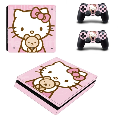 Hello Kitty decal skin for PS4 Slim Console and two controllers