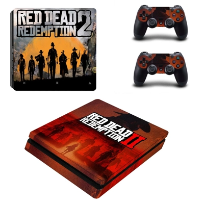 Red Dead Redemption 2 decal skin for PS4 Slim Console and two controllers