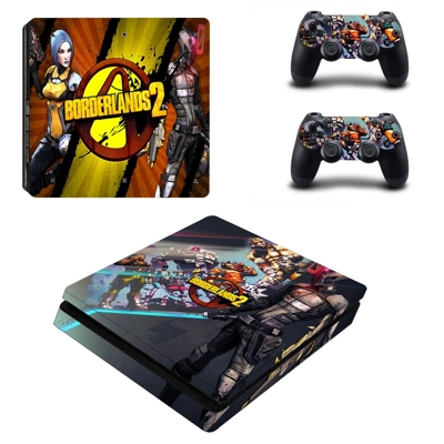 Borderlands 2 decal skin for PS4 Slim Console and two cont.. Borderlands 2 decal skin for PS4 Slim Console and two cont..