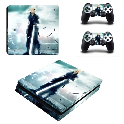Final Fantasy 7 decal skin for PS4 Slim Console and two co.. Final Fantasy 7 decal skin for PS4 Slim Console and two co..